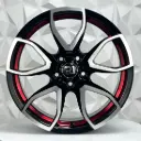 RIN 17X7 5-108 R1 SPORT 1063HB BLACK MACHINE FACE + INNER LIP RED ET35 CB73.1