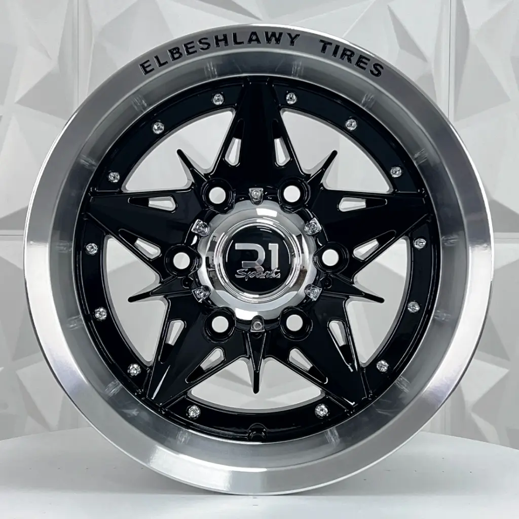 RIN 14X8 6-139.7 R1 SPORT 5590 BLACK MACHINE LIP+CHROME RIVETS ET-20 CB110 