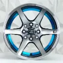 RIN 13X7 4-100/114.3 R1 SPORT 6154 BLACK MACHINE BLUE LINE ET0 CB73.1 