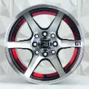 RIN 14X8 4-100/114.3 R1 SPORT 6154 BLACK MACHINE RED LINE ET15 CB73.1 