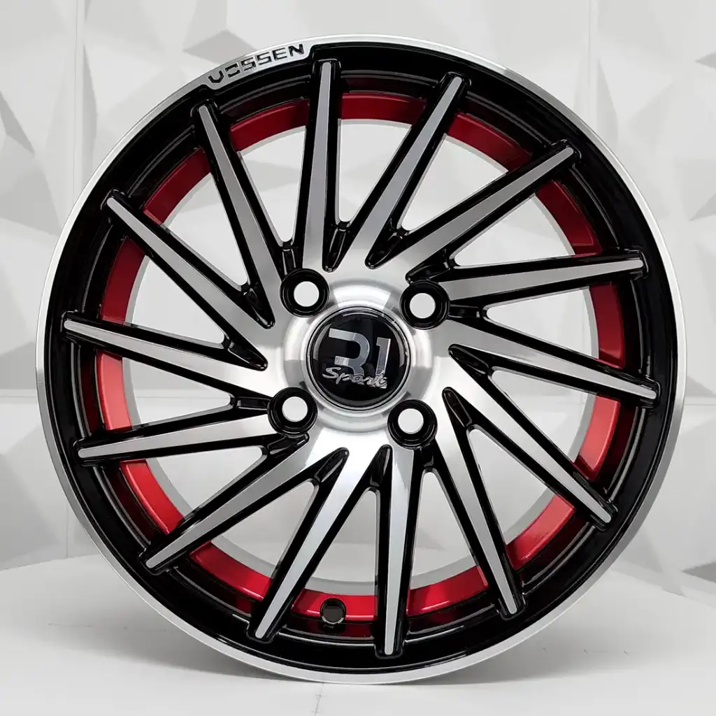 RIN 13X5.5 4-100 R1 SPORT 3333 BLACK MACHINE FACE RED LINE ET25 CB73.1